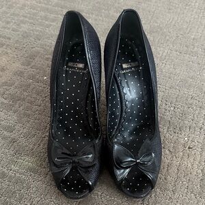 Moschino Black Peep-Toe Bow Pumps
